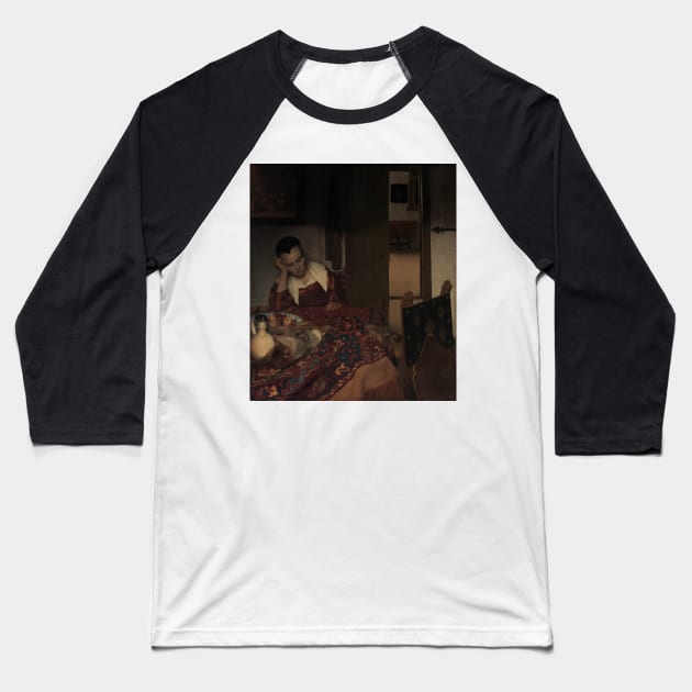 A Maid Asleep by Jan Vermeer Baseball T-Shirt by Classic Art Stall